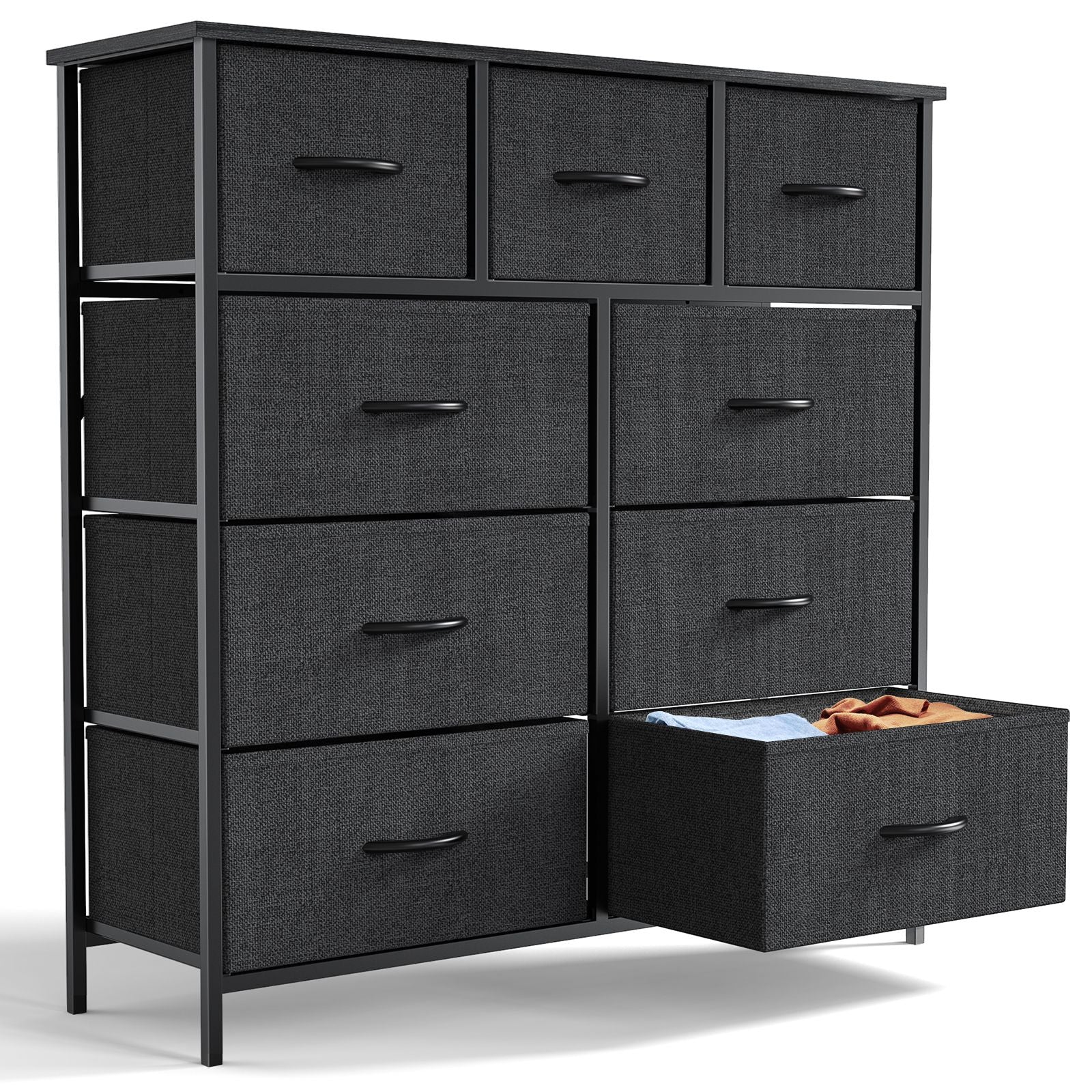 Dresser For Bedroom With 9 Fabric Storage Drawer Wardrobe Tall Chest Organizer Closet Adult Kids Clothes Cabinet Furniture - Renee Lane Company