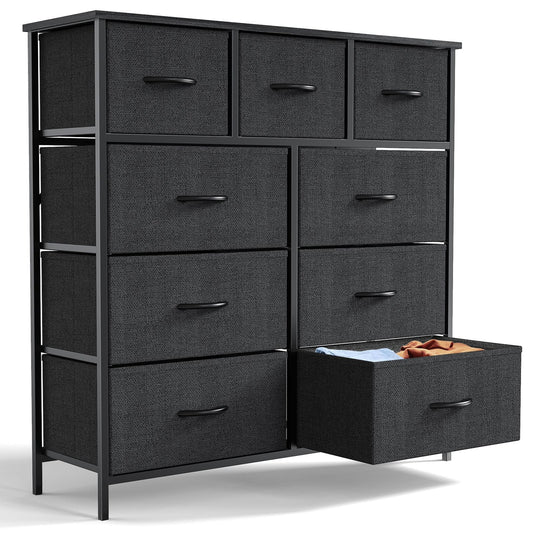 Dresser For Bedroom With 9 Fabric Storage Drawer Wardrobe Tall Chest Organizer Closet Adult Kids Clothes Cabinet Furniture - Renee Lane Company