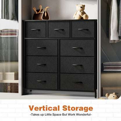 Dresser For Bedroom With 9 Fabric Storage Drawer Wardrobe Tall Chest Organizer Closet Adult Kids Clothes Cabinet Furniture - Renee Lane Company