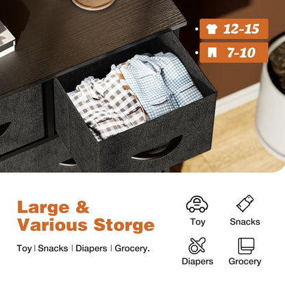 Dresser For Bedroom With 9 Fabric Storage Drawer Wardrobe Tall Chest Organizer Closet Adult Kids Clothes Cabinet Furniture - Renee Lane Company