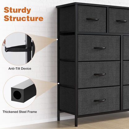 Dresser For Bedroom With 9 Fabric Storage Drawer Wardrobe Tall Chest Organizer Closet Adult Kids Clothes Cabinet Furniture - Renee Lane Company
