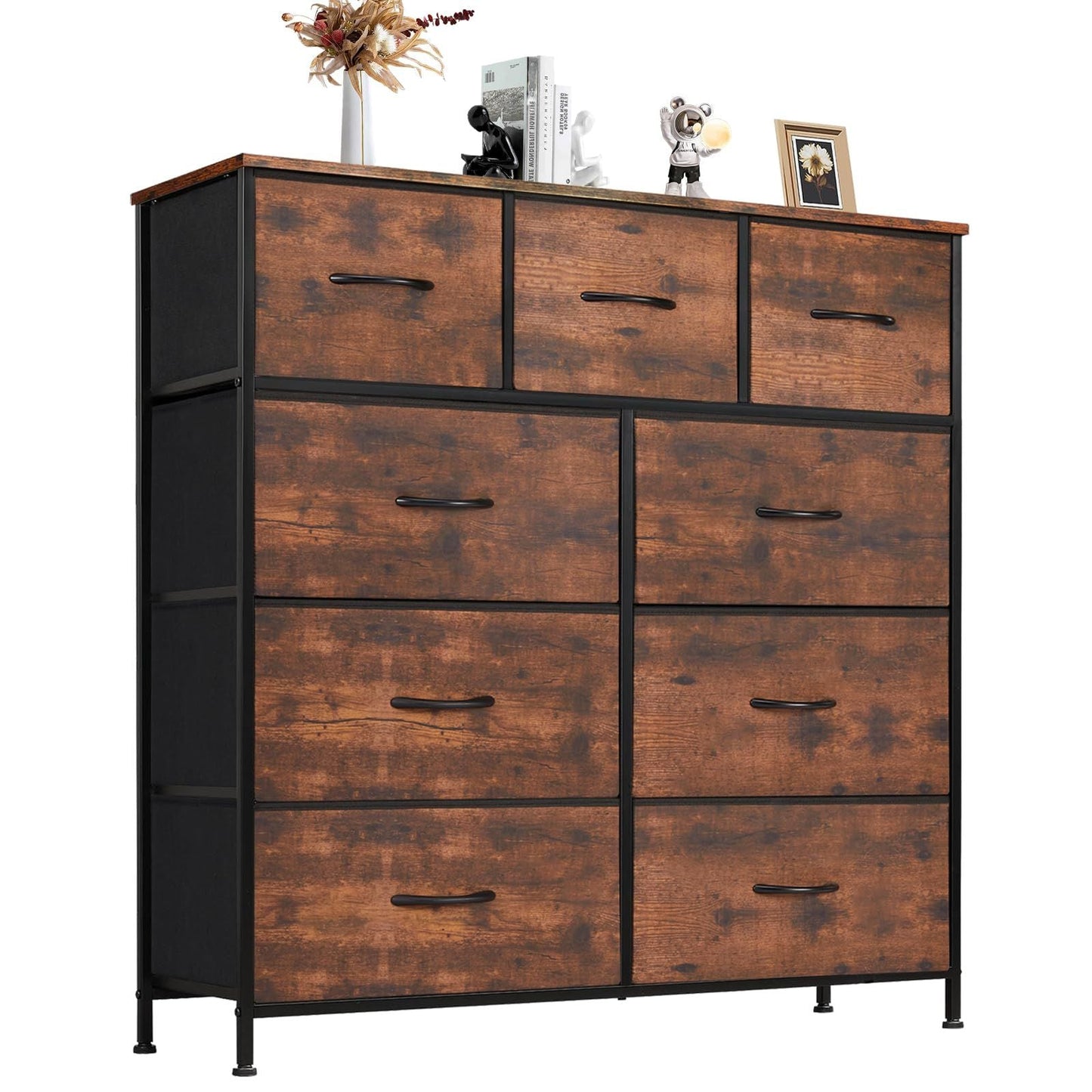 Dresser For Bedroom With 9 Fabric Storage Drawer Wardrobe Tall Chest Organizer Closet Adult Kids Clothes Cabinet Furniture - Renee Lane Company