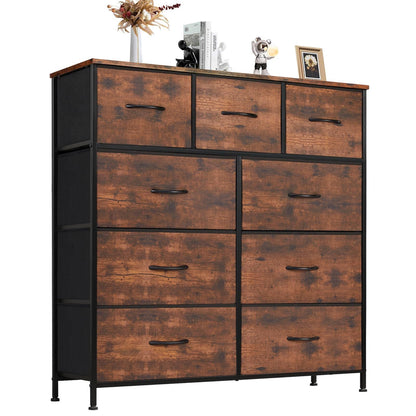 Dresser For Bedroom With 9 Fabric Storage Drawer Wardrobe Tall Chest Organizer Closet Adult Kids Clothes Cabinet Furniture - Renee Lane Company