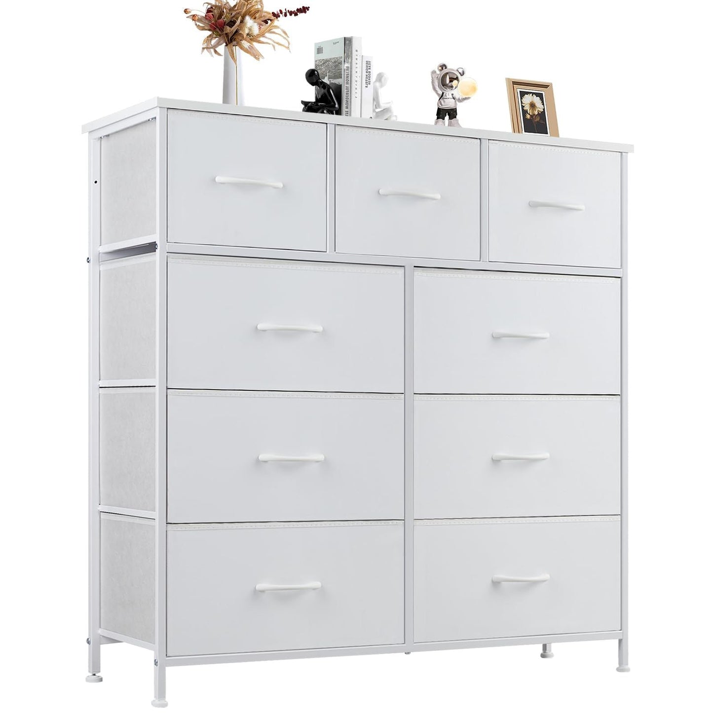 Dresser For Bedroom With 9 Fabric Storage Drawer Wardrobe Tall Chest Organizer Closet Adult Kids Clothes Cabinet Furniture - Renee Lane Company