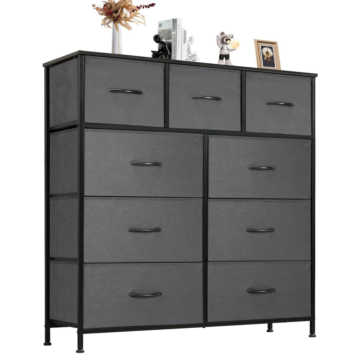 Dresser For Bedroom With 9 Fabric Storage Drawer Wardrobe Tall Chest Organizer Closet Adult Kids Clothes Cabinet Furniture - Renee Lane Company