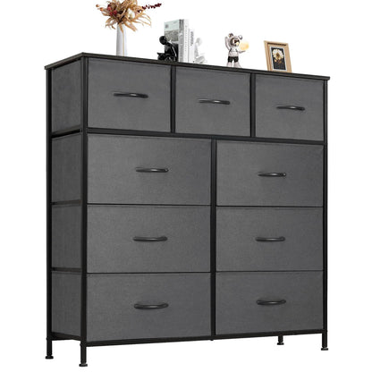 Dresser For Bedroom With 9 Fabric Storage Drawer Wardrobe Tall Chest Organizer Closet Adult Kids Clothes Cabinet Furniture - Renee Lane Company