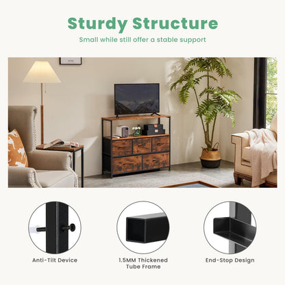 Dresser for Bedroom, Chest of Drawers, 5 Drawer Dresser, Closet Fabric Dresser with Metal Frame tv stand - Renee Lane Company