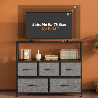 Dresser for Bedroom, Chest of Drawers, 5 Drawer Dresser, Closet Fabric Dresser with Metal Frame tv stand - Renee Lane Company