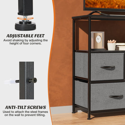 Dresser for Bedroom, Chest of Drawers, 5 Drawer Dresser, Closet Fabric Dresser with Metal Frame tv stand - Renee Lane Company