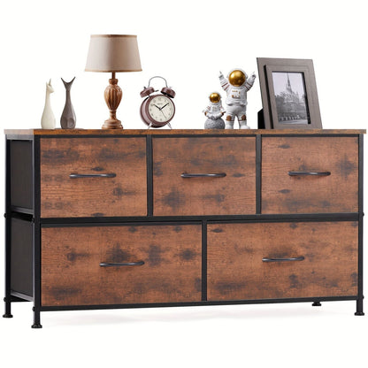 Dresser for Bedroom Storage Drawers Fabric Storage Tower with 5 Drawers, Chest of Drawers with Fabric Bins - Renee Lane Company