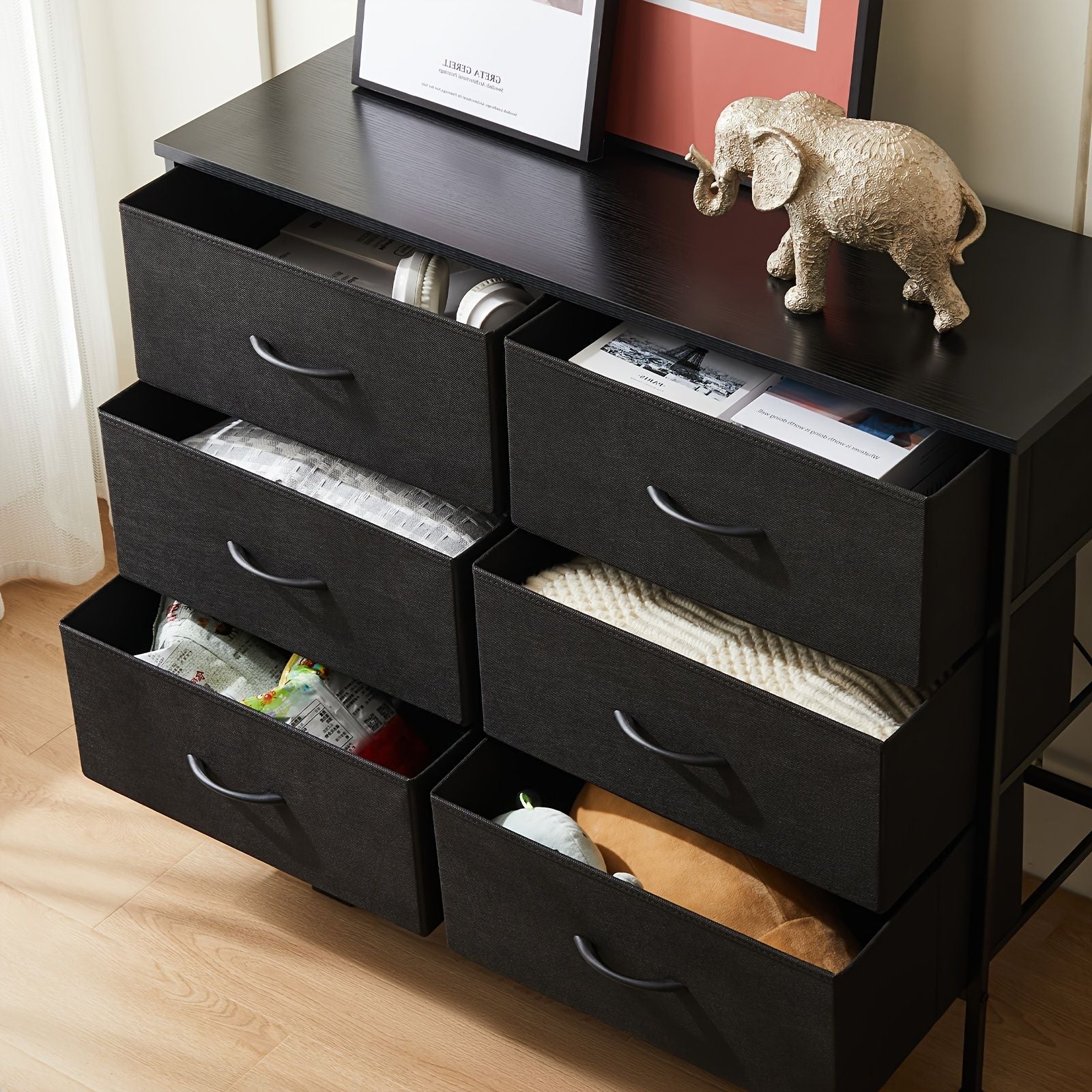 Dresser for Bedroom with 8 Drawers Tall Dresser & Chest of Drawers Fabric Dresser with Wood Top and Sturdy Steel Frame - Renee Lane Company