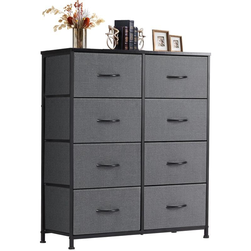 Dresser for Bedroom with 8 Drawers Tall Dresser & Chest of Drawers Fabric Dresser with Wood Top and Sturdy Steel Frame - Renee Lane Company