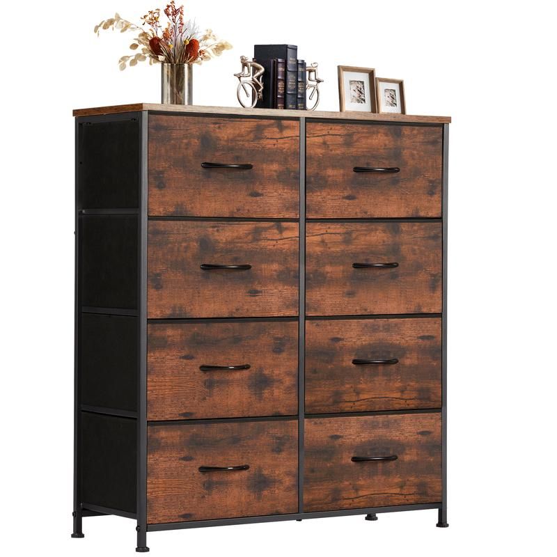 Dresser for Bedroom with 8 Drawers Tall Dresser & Chest of Drawers Fabric Dresser with Wood Top and Sturdy Steel Frame - Renee Lane Company