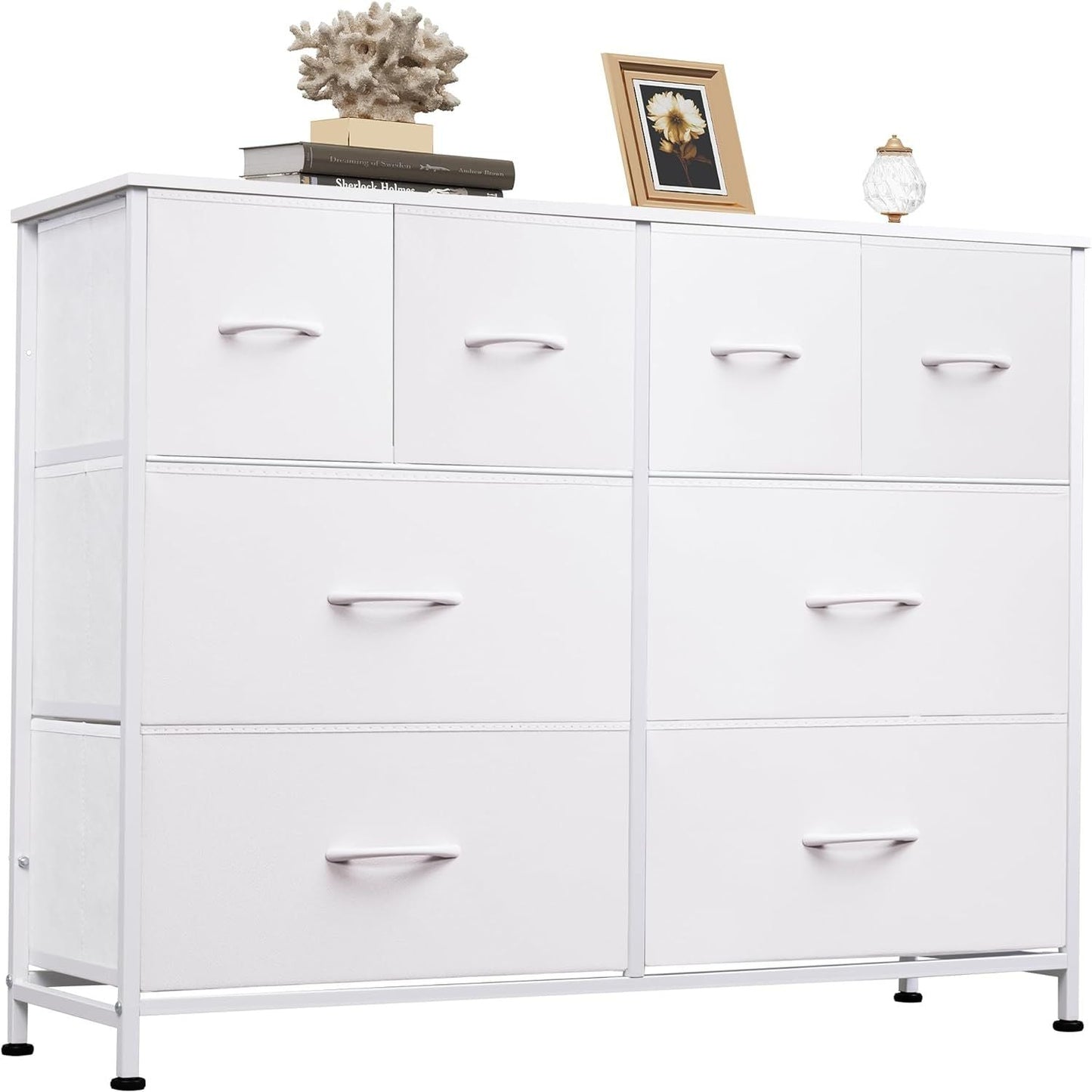Dresser for Bedroom with 8 Drawers, Wide Fabric Dresser for Storage and Organization, Chest of Drawers, Dressers for Living Room, Closet, Hallway, Dark Grey - Renee Lane Company