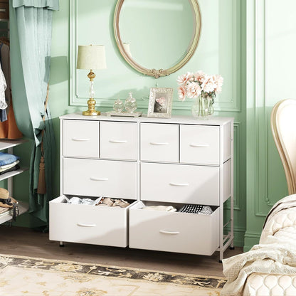 Dresser for Bedroom with 8 Drawers, Wide Fabric Dresser for Storage and Organization, Chest of Drawers, Dressers for Living Room, Closet, Hallway, Dark Grey - Renee Lane Company