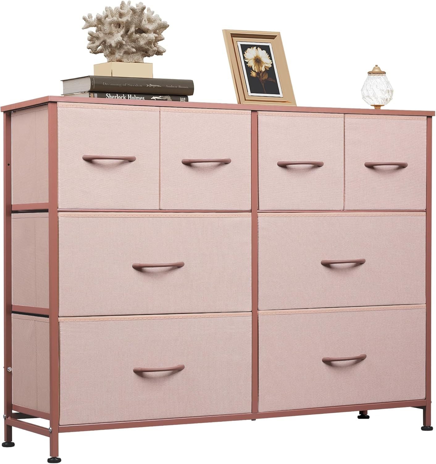 Dresser for Bedroom with 8 Drawers, Wide Fabric Dresser for Storage and Organization, Chest of Drawers, Dressers for Living Room, Closet, Hallway, Dark Grey - Renee Lane Company