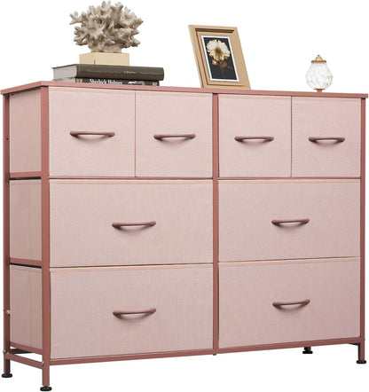 Dresser for Bedroom with 8 Drawers, Wide Fabric Dresser for Storage and Organization, Chest of Drawers, Dressers for Living Room, Closet, Hallway, Dark Grey - Renee Lane Company