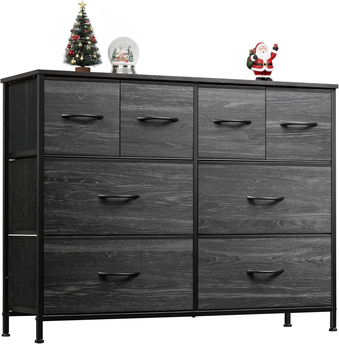 Dresser for Bedroom with 8 Drawers, Wide Fabric Dresser for Storage and Organization, Chest of Drawers, Dressers for Living Room, Closet, Hallway, Dark Grey - Renee Lane Company