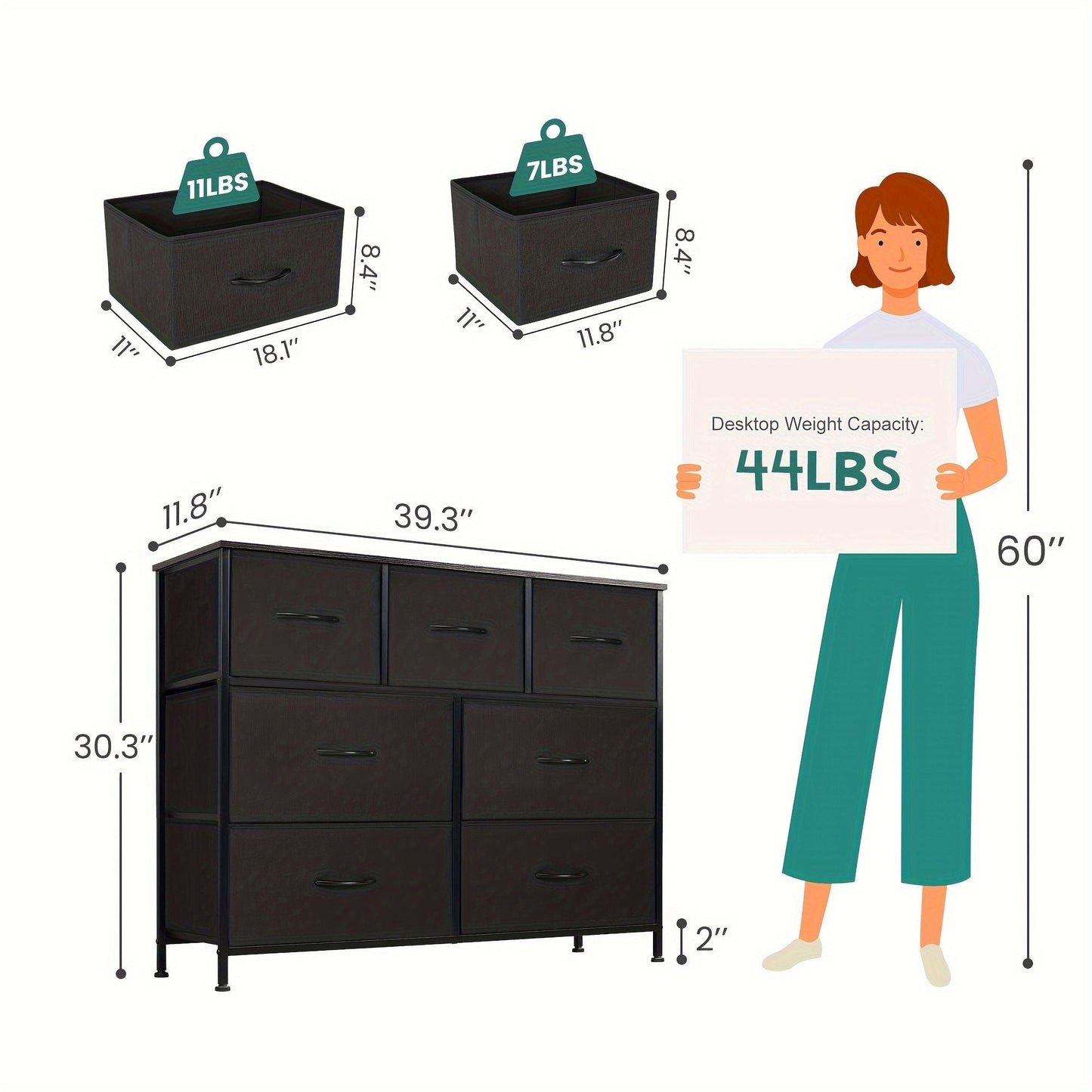 Dresser for bedroom 7 storage Spaces, assembled wardrobe lockers, bedroom furniture lockers - Renee Lane Company