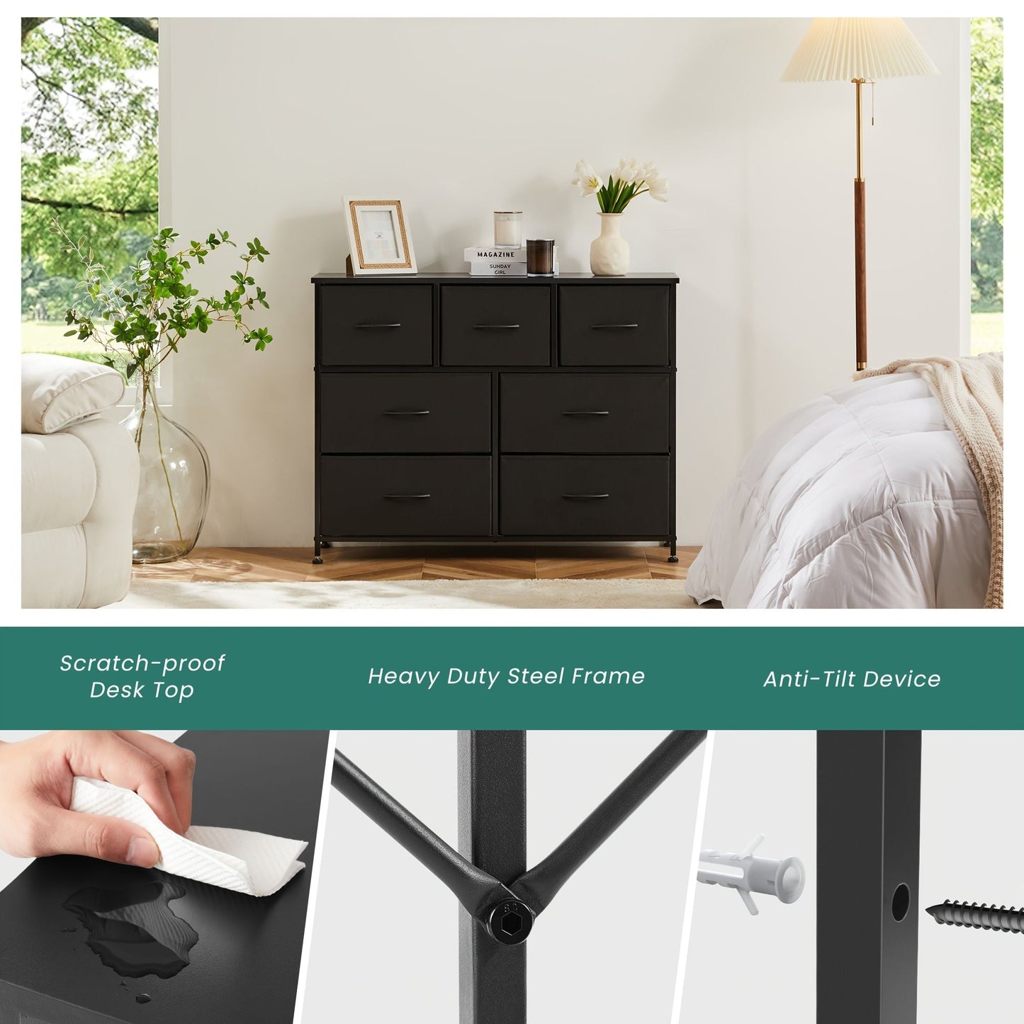 Dresser for bedroom 7 storage Spaces, assembled wardrobe lockers, bedroom furniture lockers - Renee Lane Company