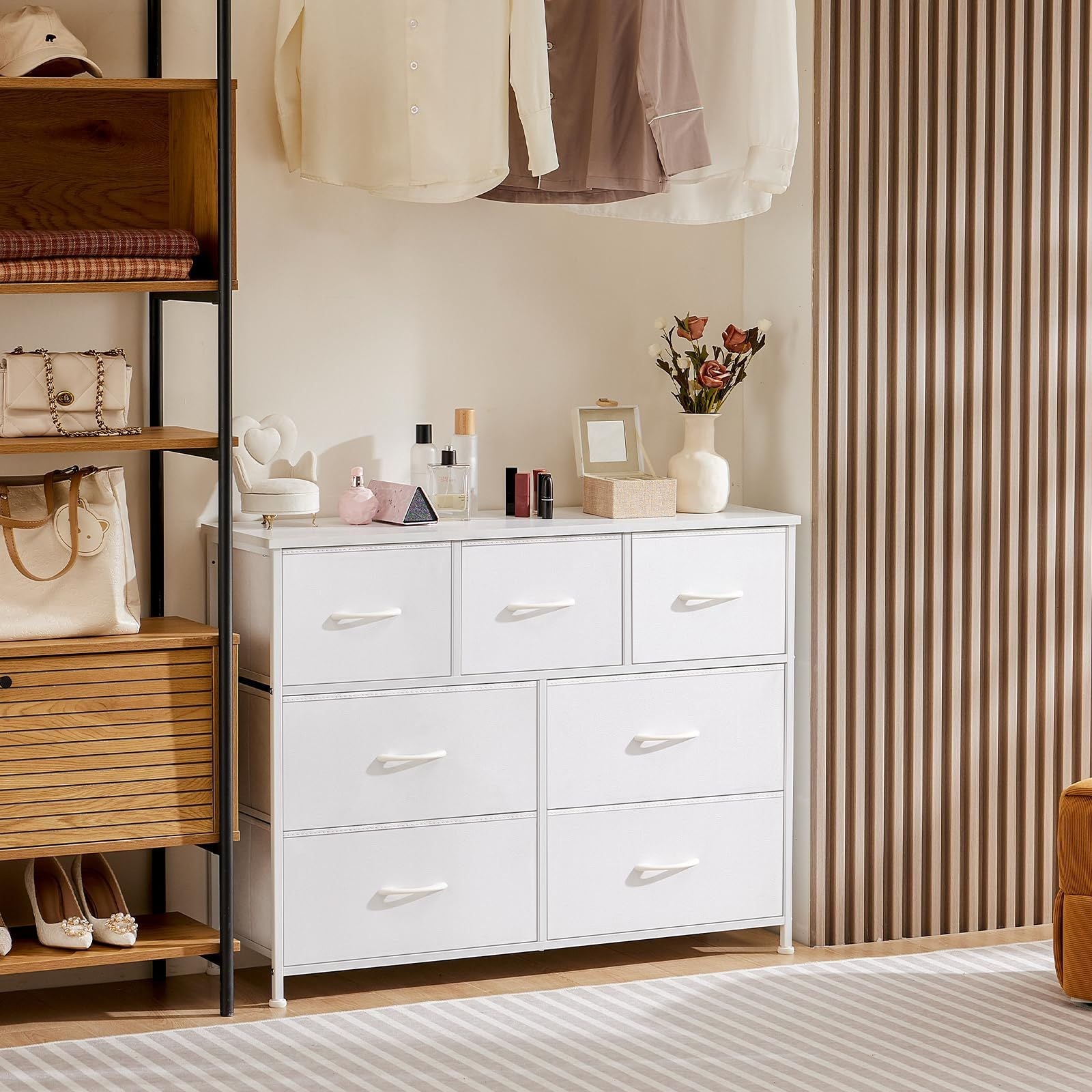 Dresser for bedroom 7 storage Spaces, assembled wardrobe lockers, bedroom furniture lockers - Renee Lane Company