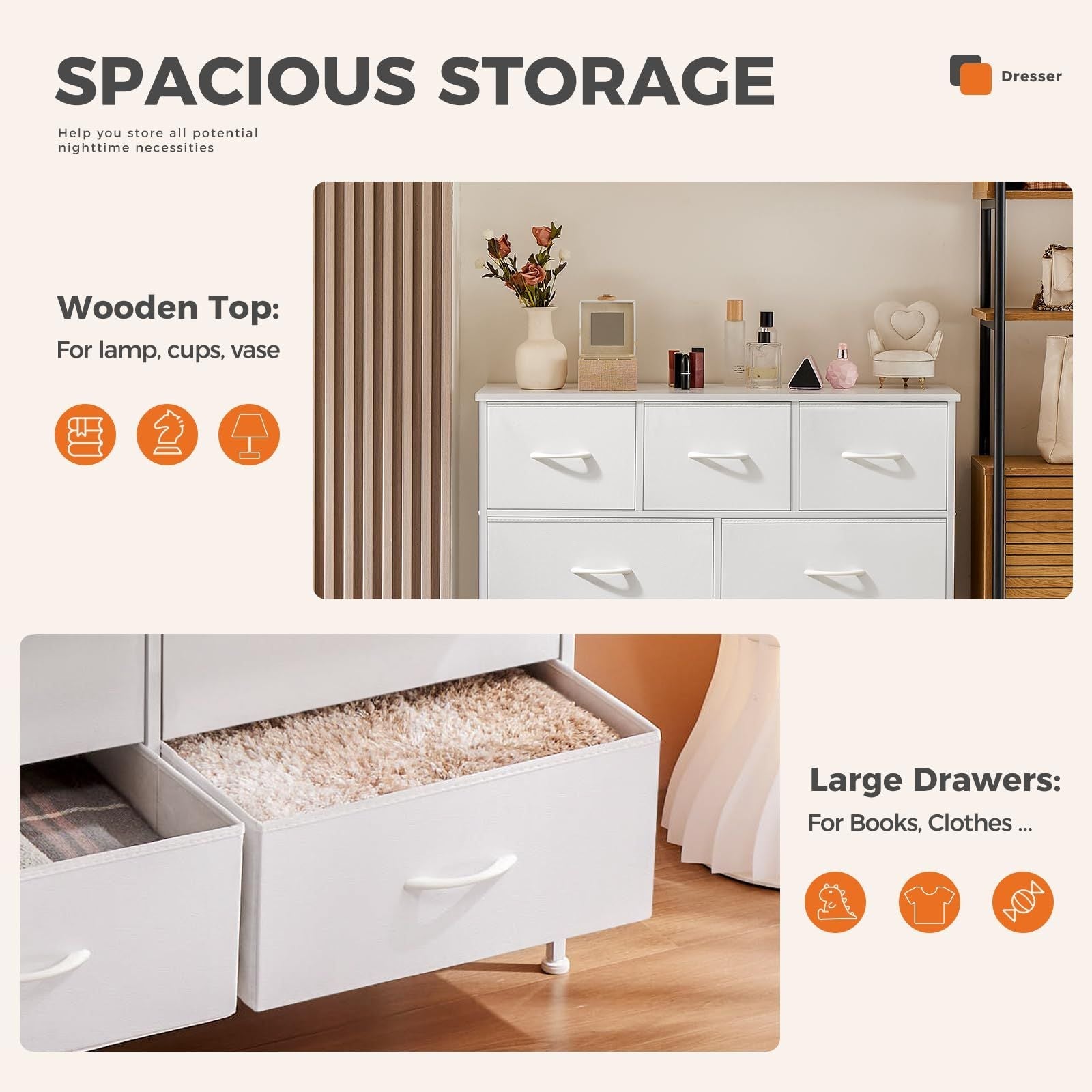 Dresser for bedroom 7 storage Spaces, assembled wardrobe lockers, bedroom furniture lockers - Renee Lane Company