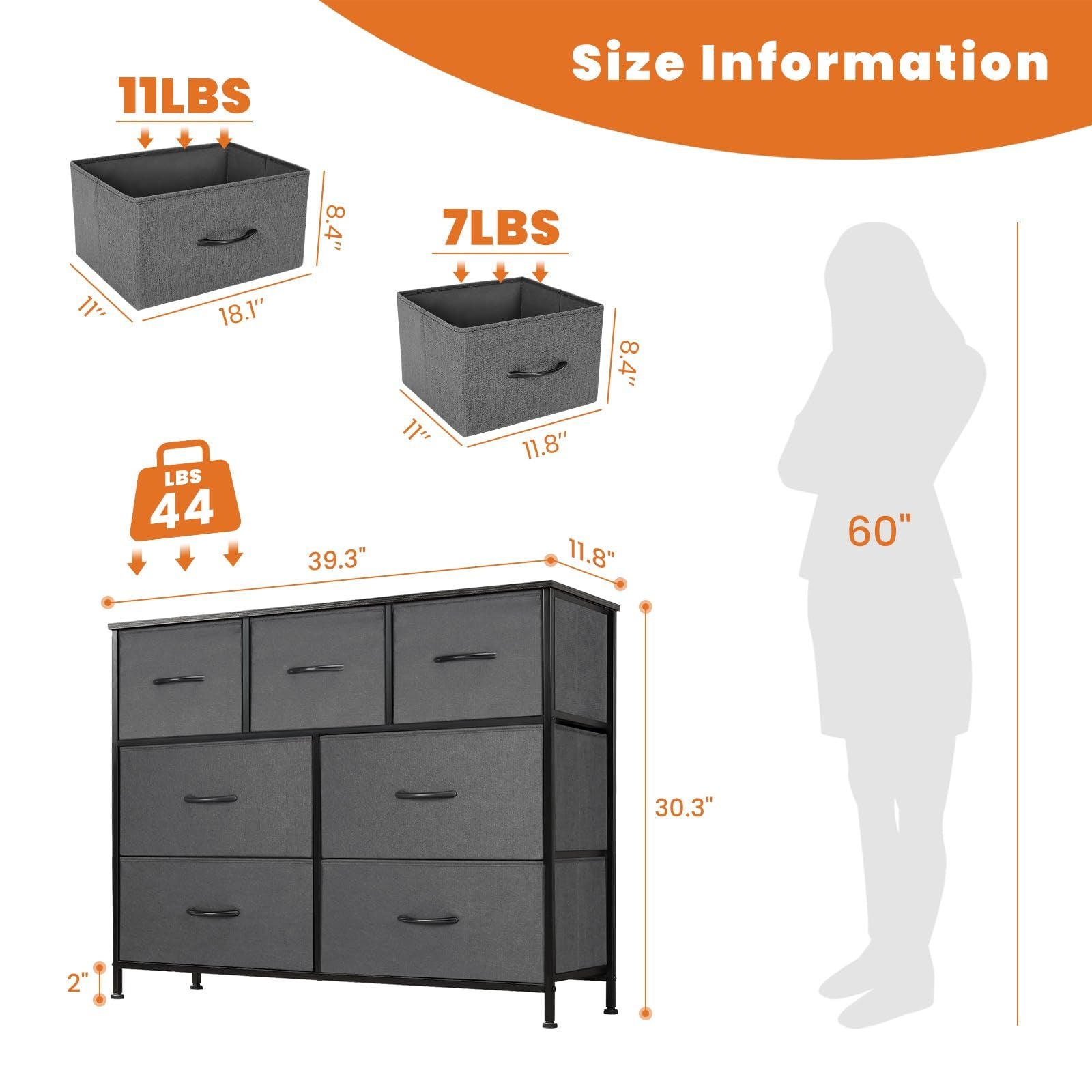 Dresser for bedroom 7 storage Spaces, assembled wardrobe lockers, bedroom furniture lockers - Renee Lane Company