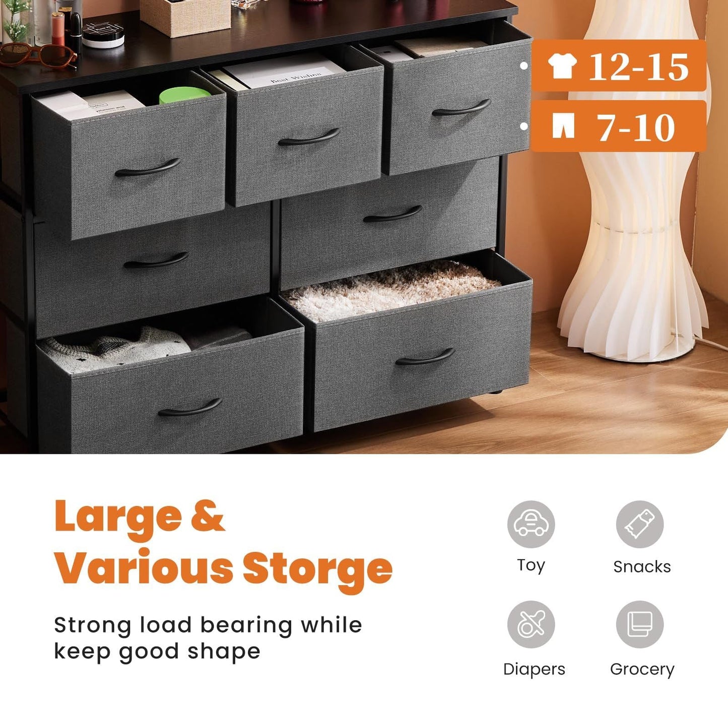 Dresser for bedroom 7 storage Spaces, assembled wardrobe lockers, bedroom furniture lockers - Renee Lane Company