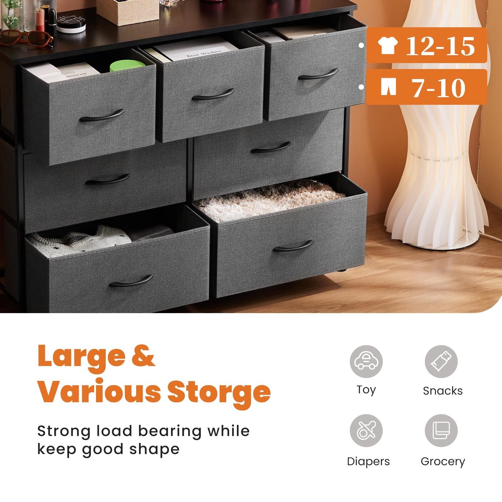 Dresser for bedroom 7 storage Spaces, assembled wardrobe lockers, bedroom furniture lockers - Renee Lane Company