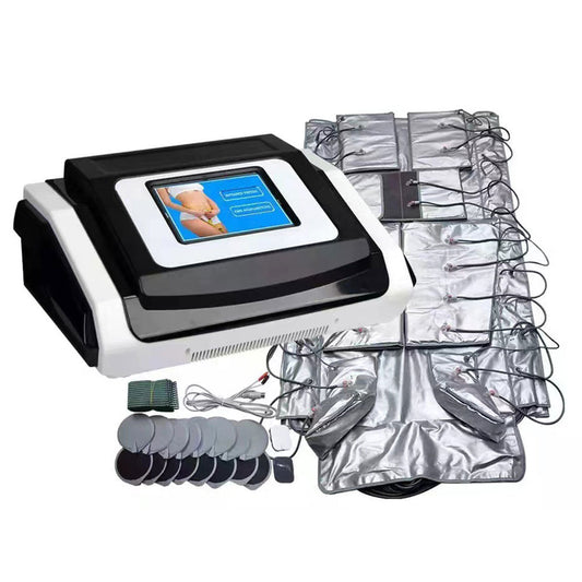 Lymphatic drainage air pressure therapy kit with silver cuffs and hose set