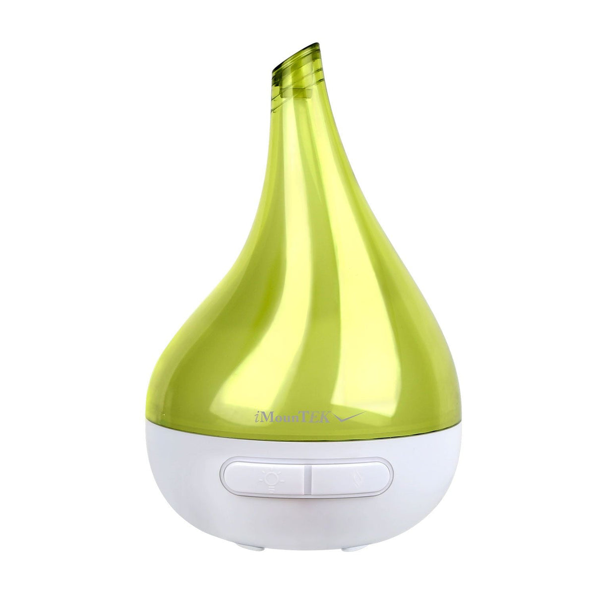 Green drop-shaped cool mist humidifier and aroma diffuser, white base with control button