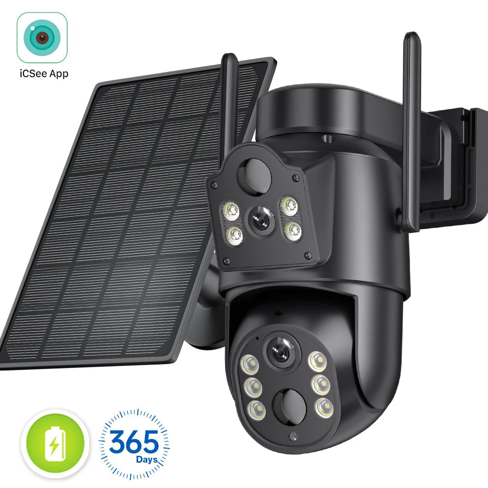 Dual Lens Solar Camera 4K WiFi Outdoor - Renee Lane Company
