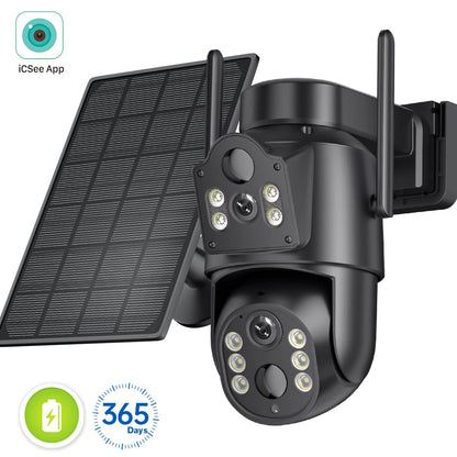 Dual Lens Solar Camera 4K WiFi Outdoor - Renee Lane Company