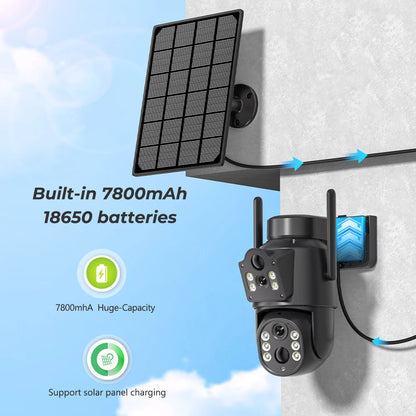 Dual Lens Solar Camera 4K WiFi Outdoor - Renee Lane Company