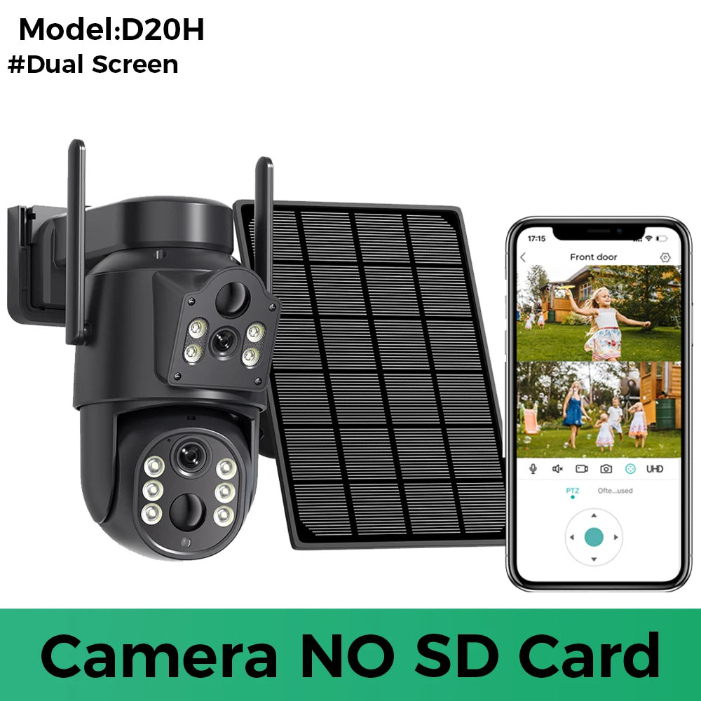 Dual Lens Solar Camera 4K WiFi Outdoor - Renee Lane Company