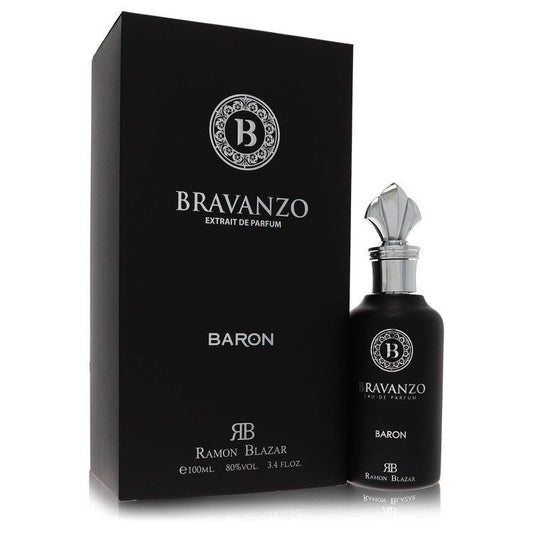 Extrait de parfum spray set, black Bravanzo Baron bottle with matching gift box