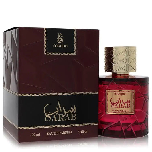 Dumont Murjan Sarab eau de parfum bottle with red glass and matching gift box