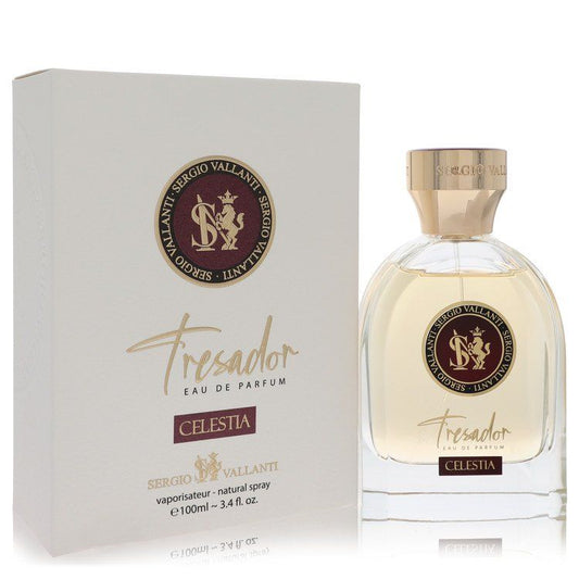 Dumont Paris Celestia eau de parfum spray bottle with box, clear glass and gold cap