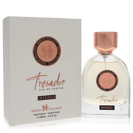 Tresador Intenso unisex eau de parfum set, glass bottle with rose gold cap, box