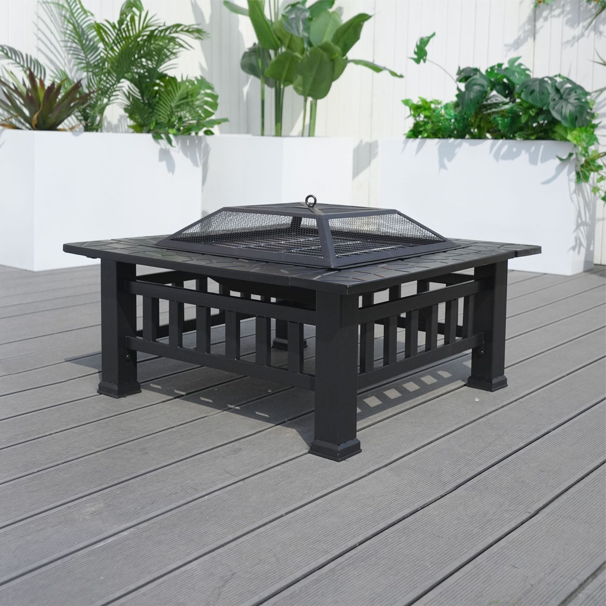 Durable Outdoor Fire Pit Table for Wood Burning with Accessories - Renee Lane Company