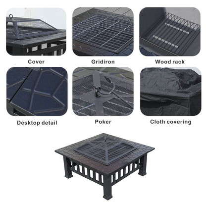 Durable Outdoor Fire Pit Table for Wood Burning with Accessories - Renee Lane Company