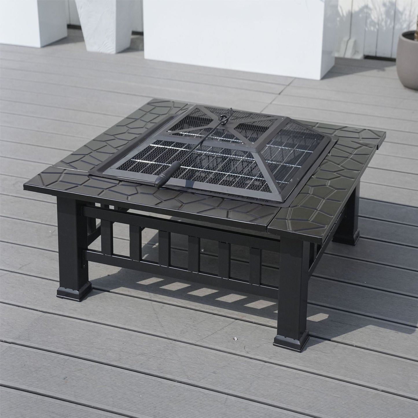 Durable Outdoor Fire Pit Table for Wood Burning with Accessories - Renee Lane Company