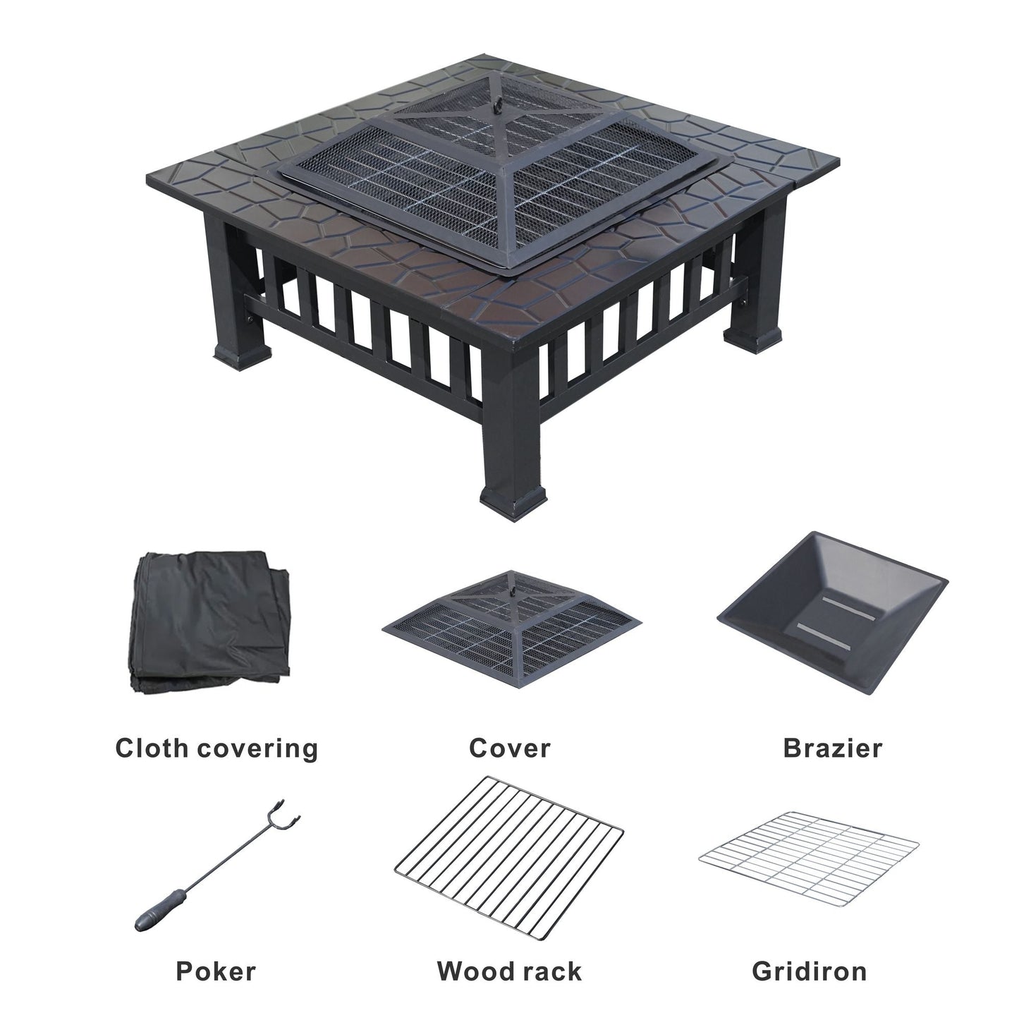 Durable Outdoor Fire Pit Table for Wood Burning with Accessories - Renee Lane Company