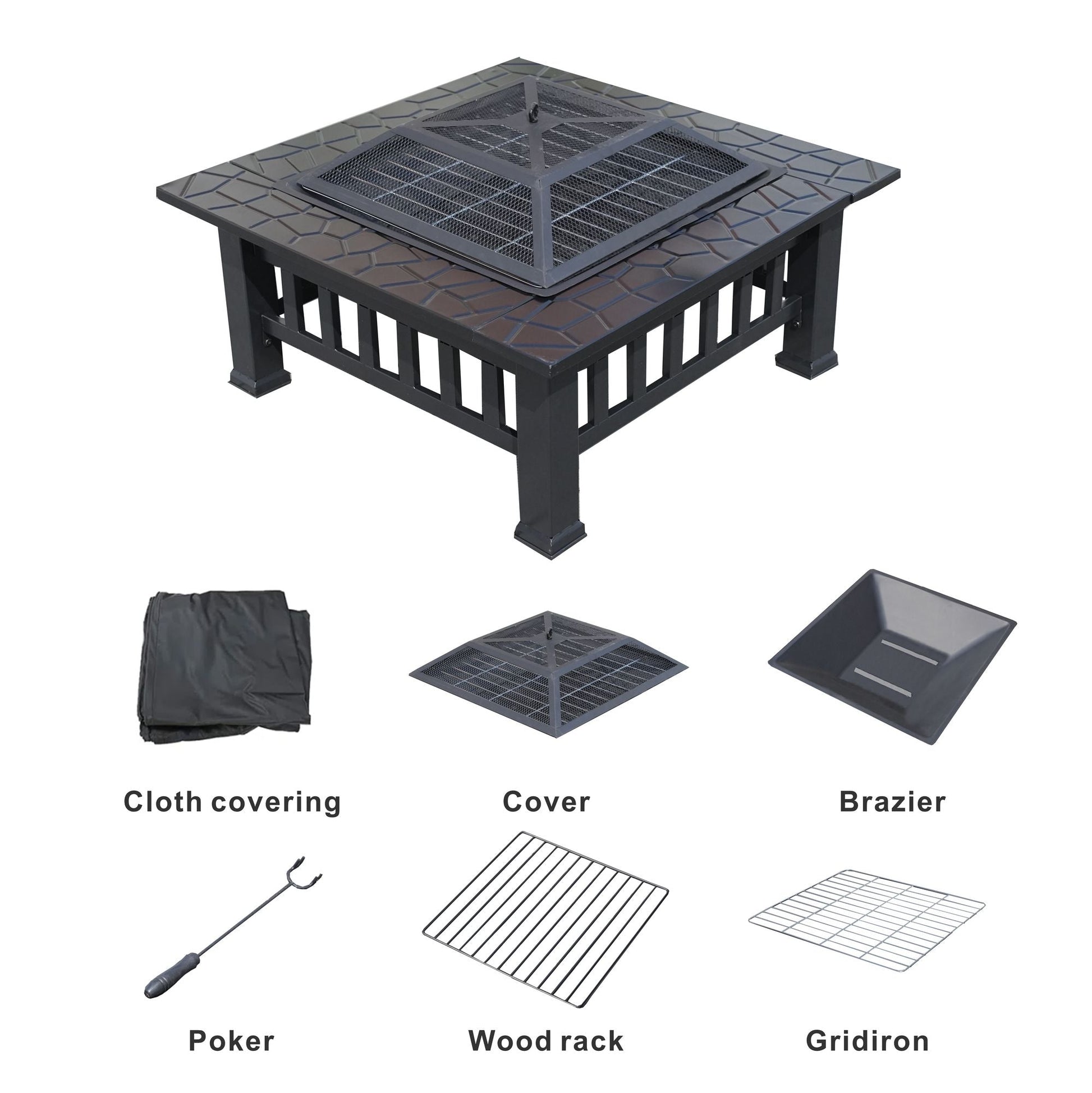 Durable Outdoor Fire Pit Table for Wood Burning with Accessories - Renee Lane Company