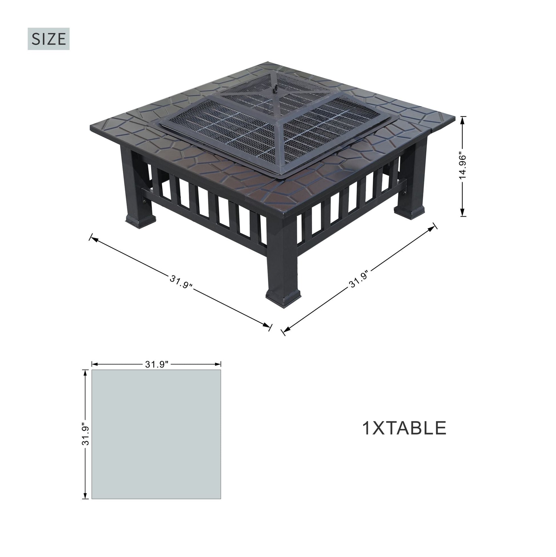 Durable Outdoor Fire Pit Table for Wood Burning with Accessories - Renee Lane Company