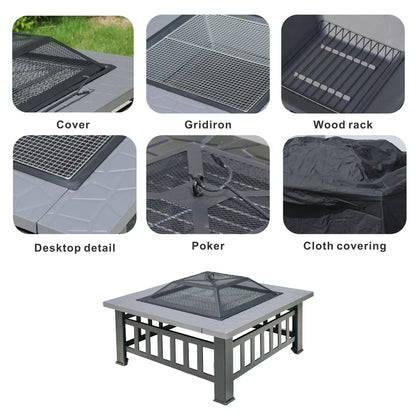 Durable Outdoor Fire Pit Table for Wood Burning with Accessories - Renee Lane Company