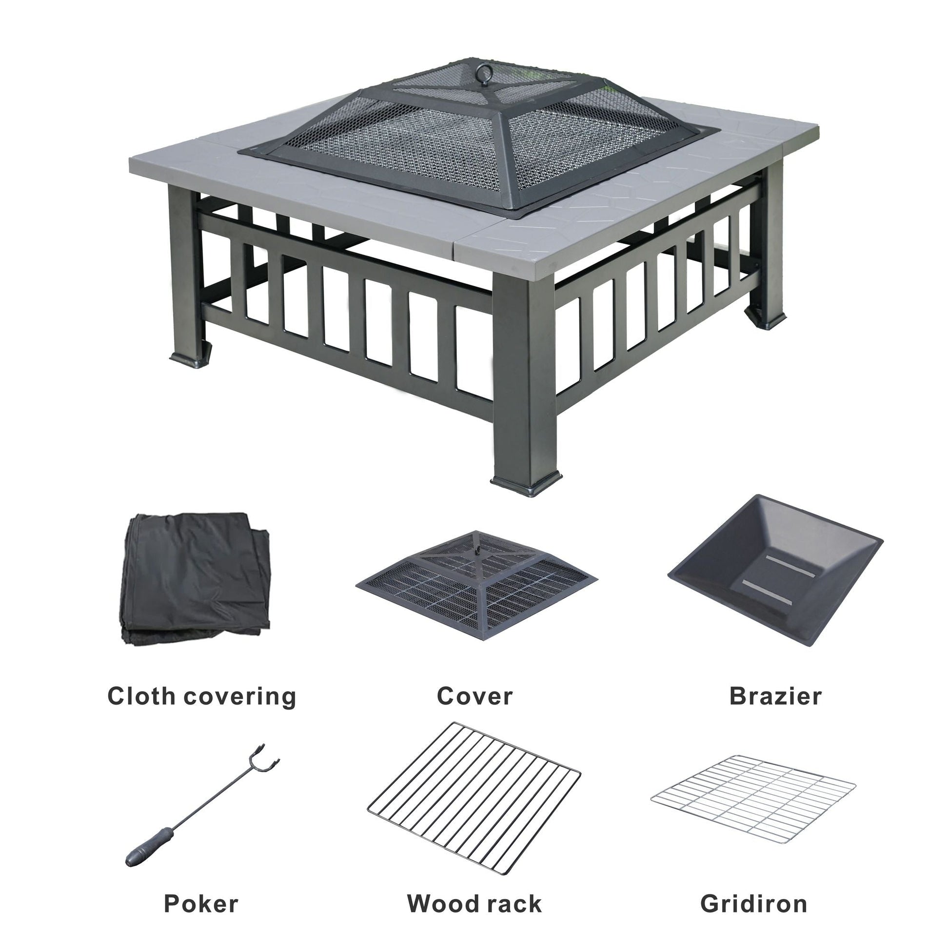 Durable Outdoor Fire Pit Table for Wood Burning with Accessories - Renee Lane Company