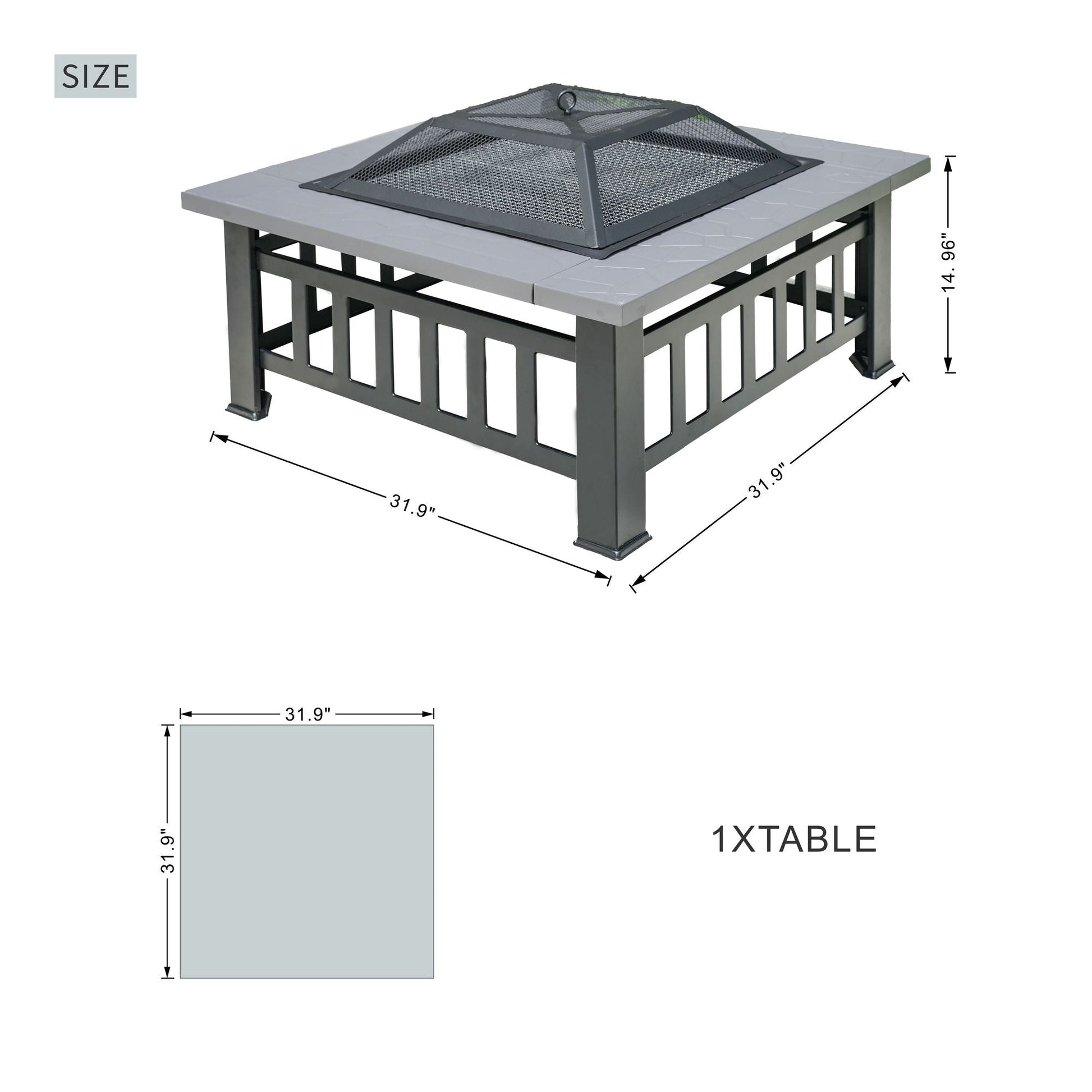 Durable Outdoor Fire Pit Table for Wood Burning with Accessories - Renee Lane Company