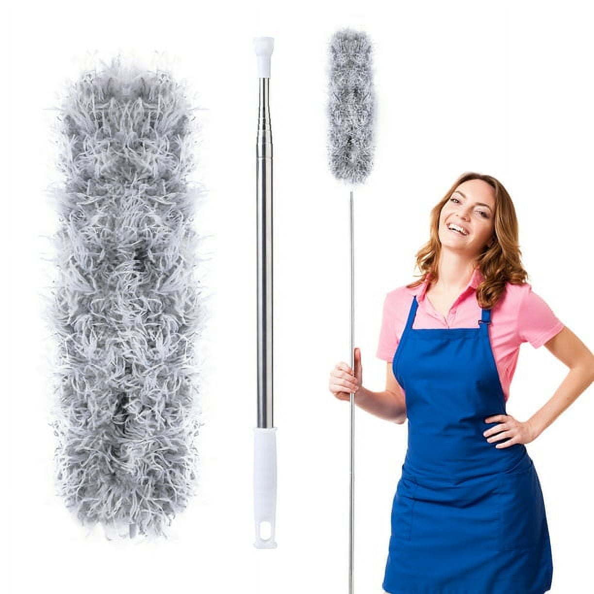 Dusters for cleaning duster with extension pole Bendable Head Long Handle Dusters for Cleaning Ceiling Fan, High Ceiling, Blinds, Furniture,Cars Gray - Renee Lane Company