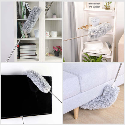 Dusters for cleaning duster with extension pole Bendable Head Long Handle Dusters for Cleaning Ceiling Fan, High Ceiling, Blinds, Furniture,Cars Gray - Renee Lane Company
